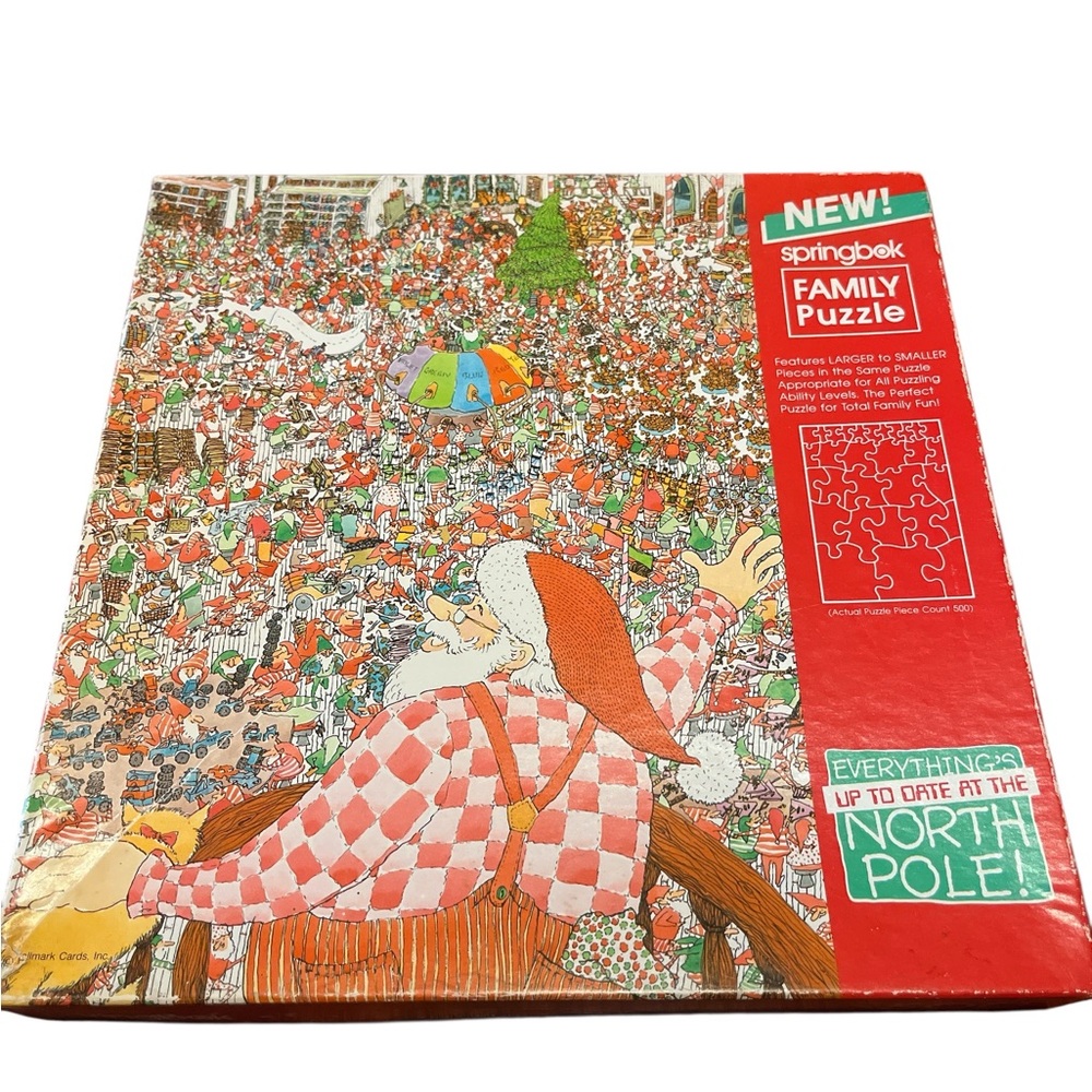 SpringBok Christmas family puzzle, featuring large, too small pieces1980’s